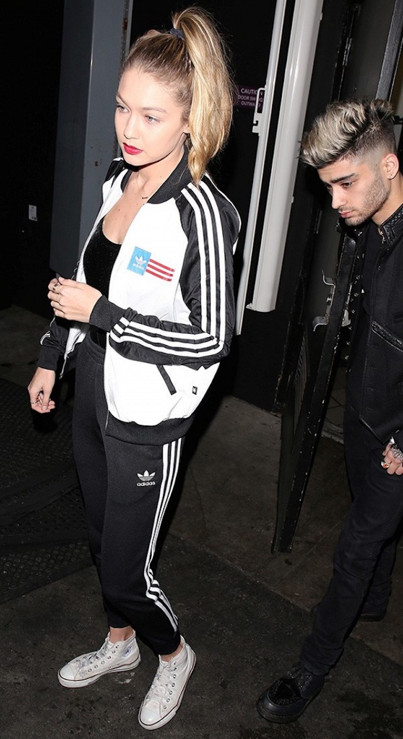 gigi hadid adidas 3 stripe