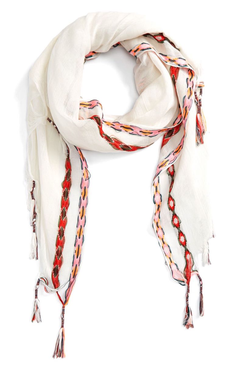 Shiraleah Arabella Embroidered Tassel Scarf