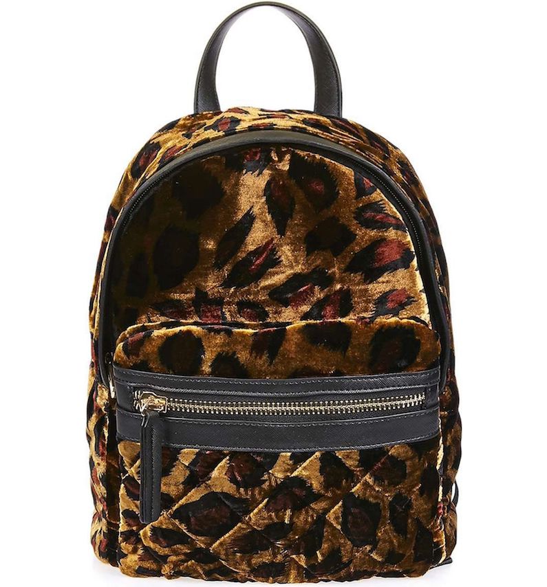 opshop Bobby Mini Leopard Velvet Backpack