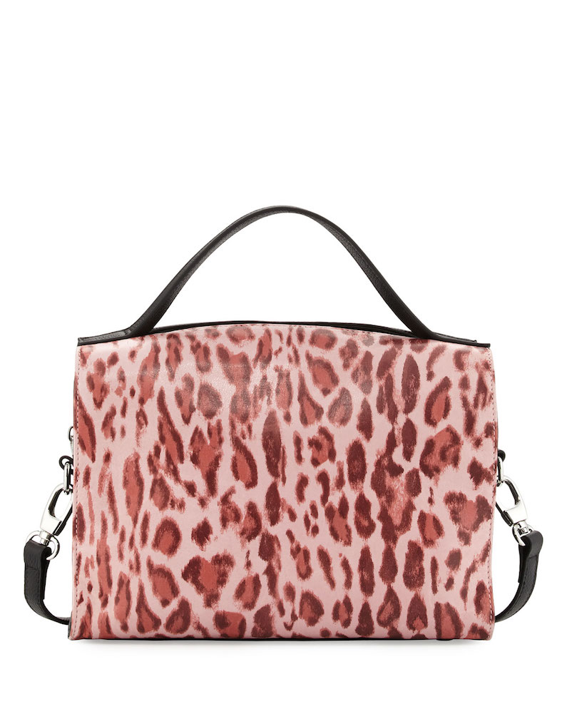 Charles Jourdan Ophelia Leopard-Print Leather Satchel Bag